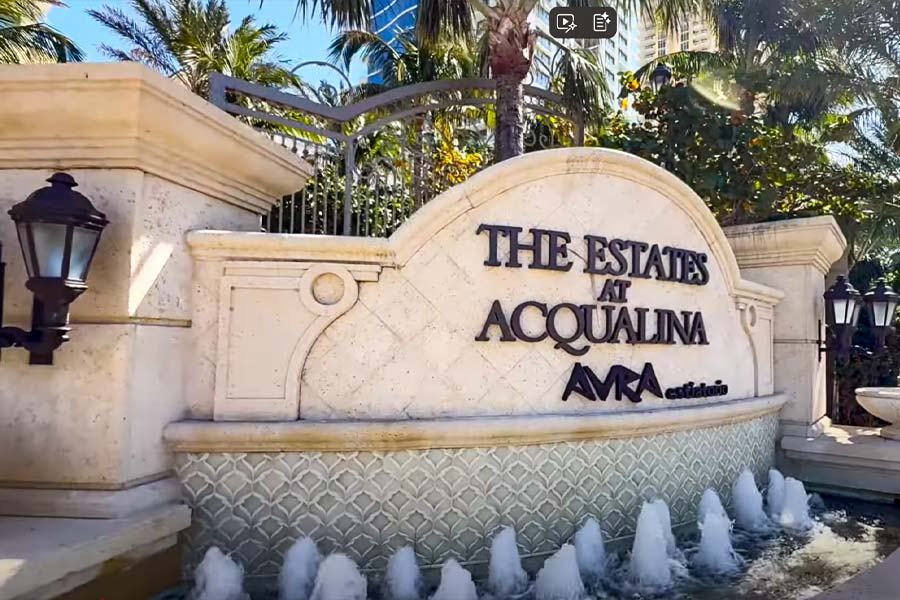 The Estates at Acqualina entrance fountain